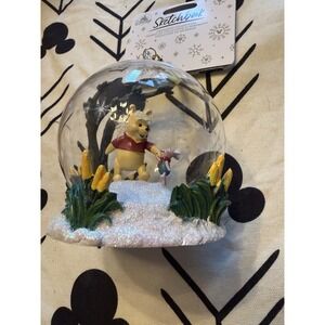 Disney Winnie the Pooh and Piglet Glass Globe Sketchbook Ornament New
